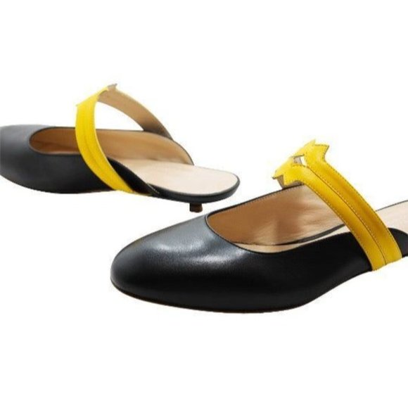 Jerelyn Creado JCW-43 Nubuck Black & Yellow Mules Size 41, US 9.5 - 10 - Picture 3 of 5